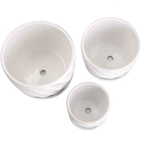 White Ceramic Pot 3Pcs option
