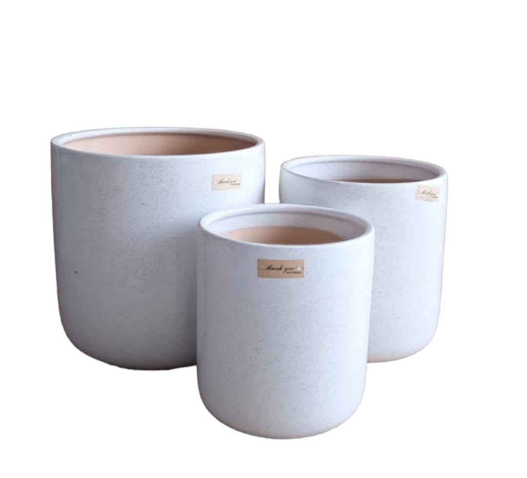 Matte-White Ceramic Pot (3-Pieces)