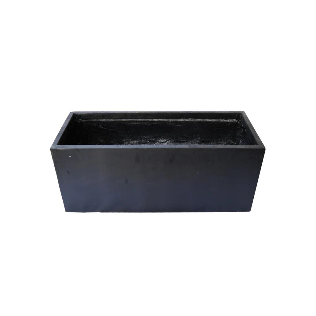 Rectangular black fiber cement planter box for indoor or outdoor plants