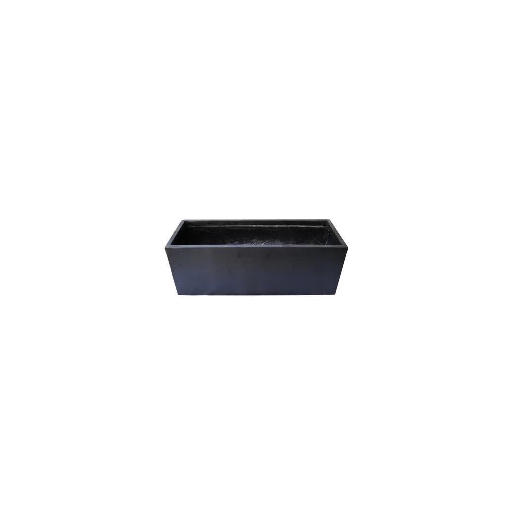 Rectangular black fiber cement planter box for indoor and outdoor plants