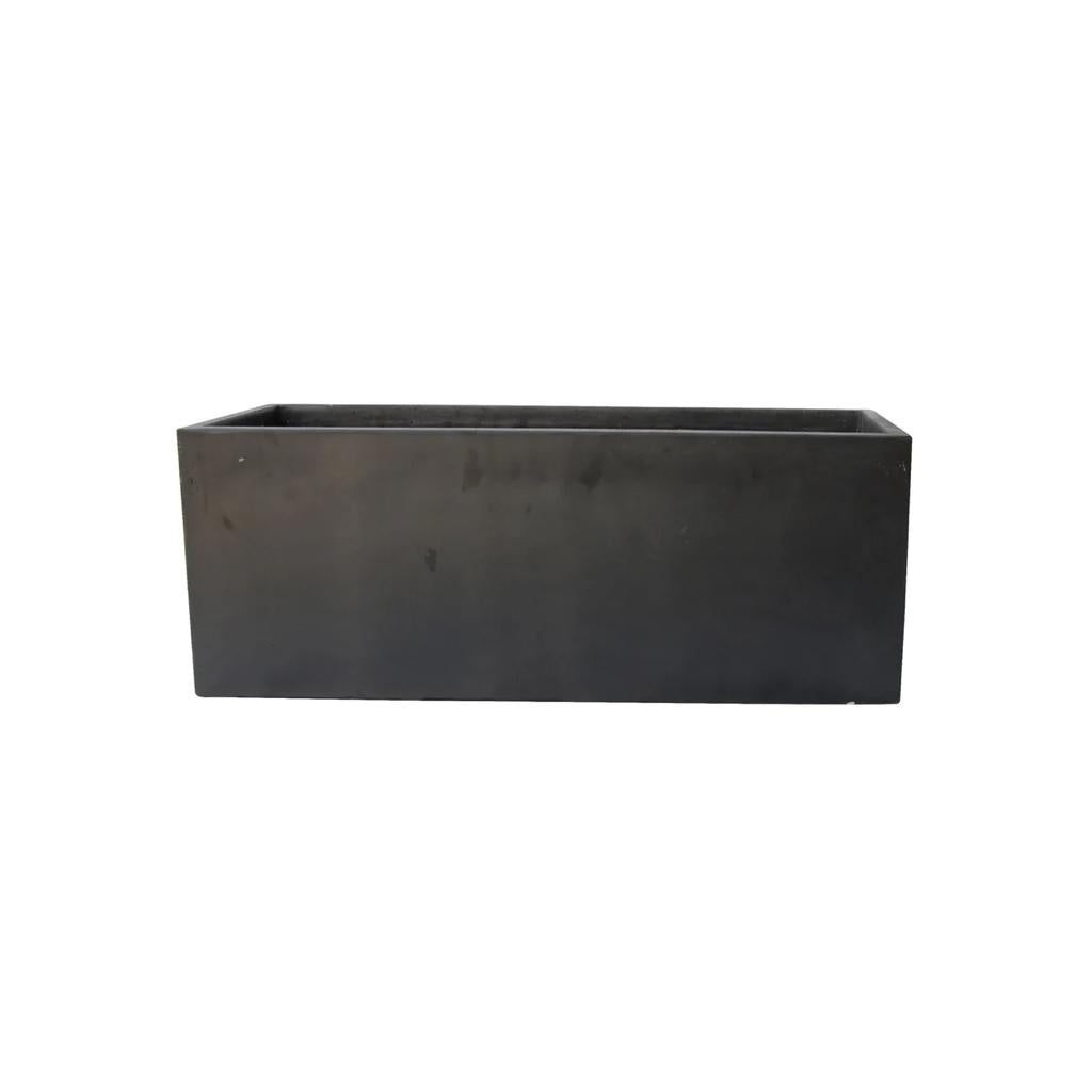 Rectangular black fiber cement planter, modern minimalist design, 70cm